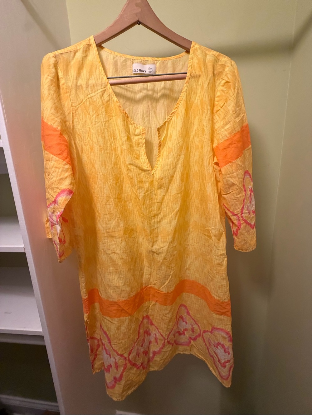 Old Navy Yellow & Orange Floral Tunic beach coverup Dress